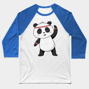Panda at Fitness with Headband & Sweatband Baseball T-Shirt